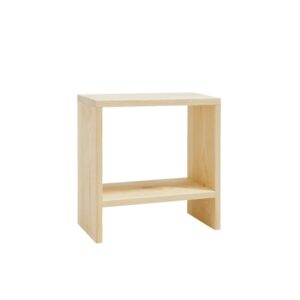 Mesita de noche Vane de madera maciza en tono natural de 40x20cm